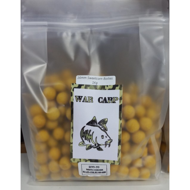 16mm Sweetcorn Boilies 1Kg - War Carp