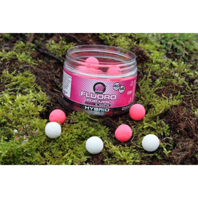 14mm Fluoro Pink/White Pop-ups - Hybrid
