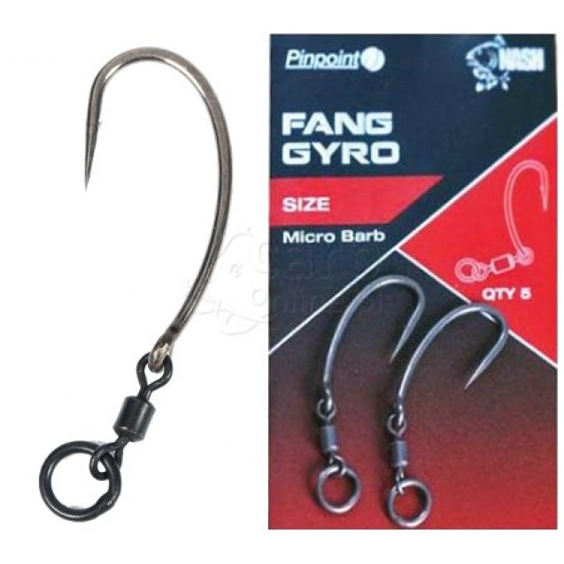 Size 6 Pinpoint Fang Gyro Micro Barbed Hooks - Nash