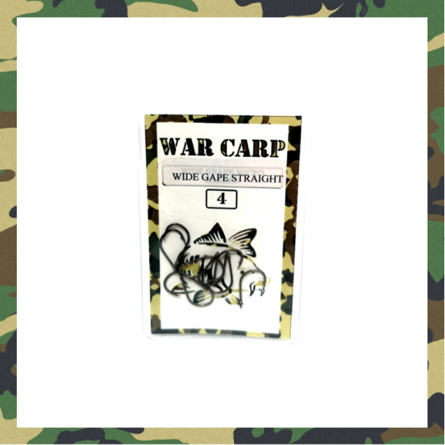 Size 4 Wide Gape Straight Hooks - War Carp
